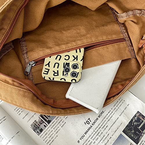 Image of Women Shoulder Bags Canvas Tote Bag Handbag Large Hobo with Pockets Work Bags for Women and Men