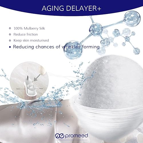 Miniatura 9 de PROMEED Funda de almohada de seda negra de grado 6A+ con cremallera, 23 fundas de almohada de seda de morera natural Momme para cabello y piel,