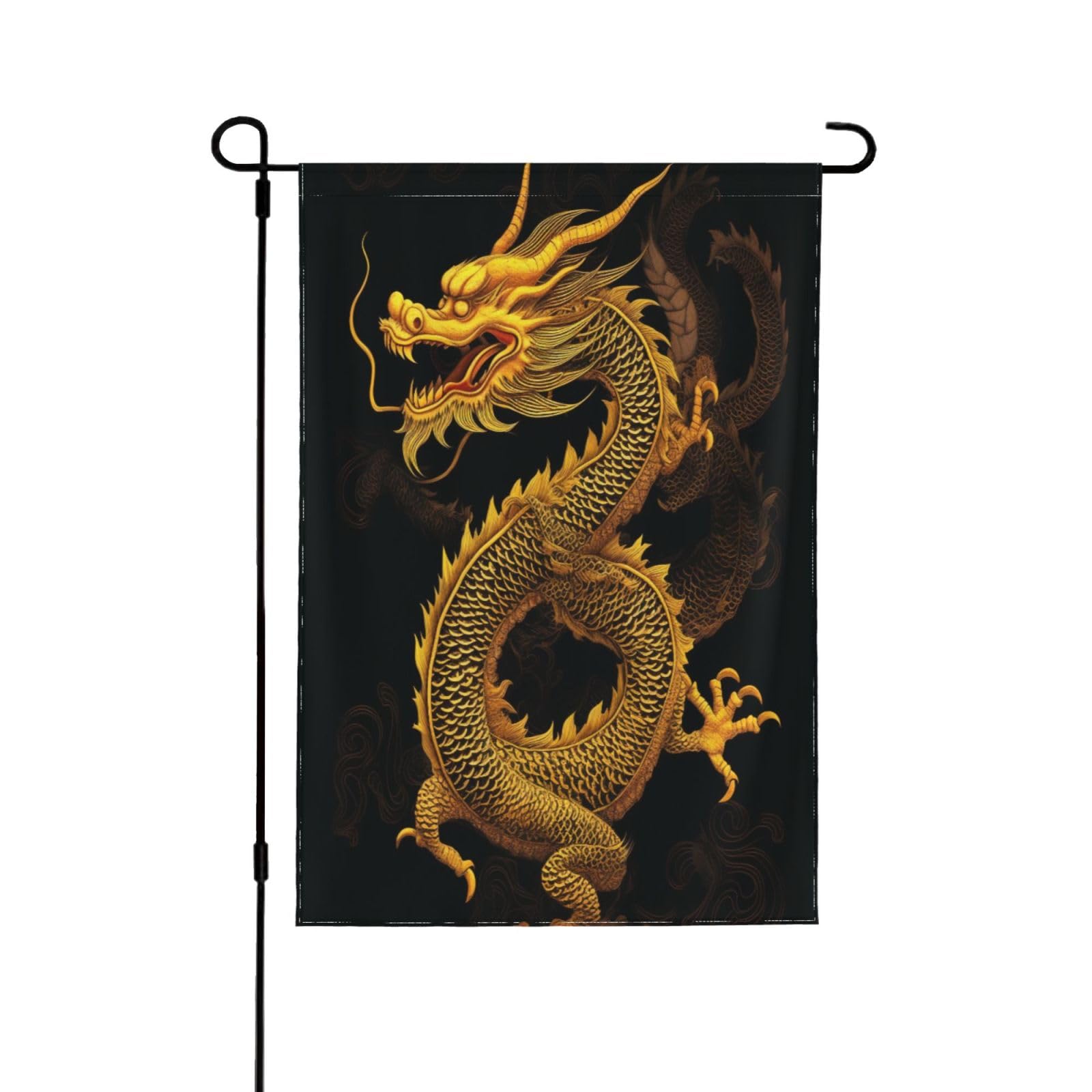 Drapeau de jardin chinois dragon jaune double face pour raviver une déco extérieure terne