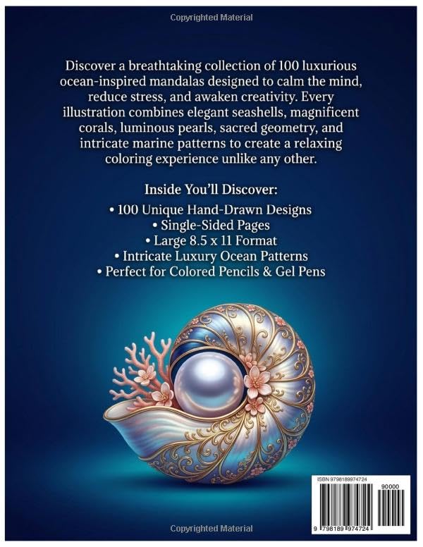 Ocean mandalas: A Premium Coloring Book for Deep Relaxation: 100 Serene Sea Patterns for Stress Relief image 3