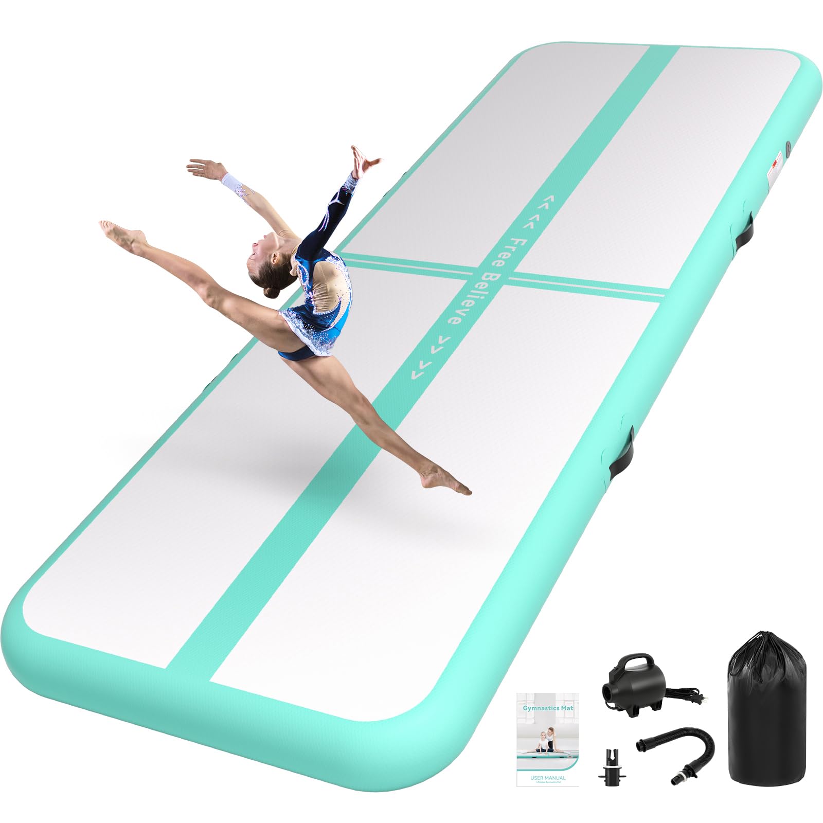 Colchoneta Gimnasia 2/3/4/5/6m Espesor 10/15cm con Bomba de Aire 600W,Tapiz Gimnasia Ritmica,Colchon Inflable,Tumbling Mat para Gimnasia, Exterior, Fitness, Yoga,Deporte