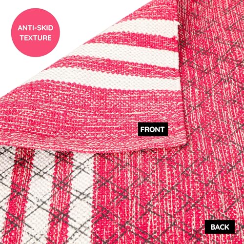 Image of Pure cotton anti-skid, machine wash yoga mat. 73inches x 24inches, 5mm thickness (5mm (Pink))