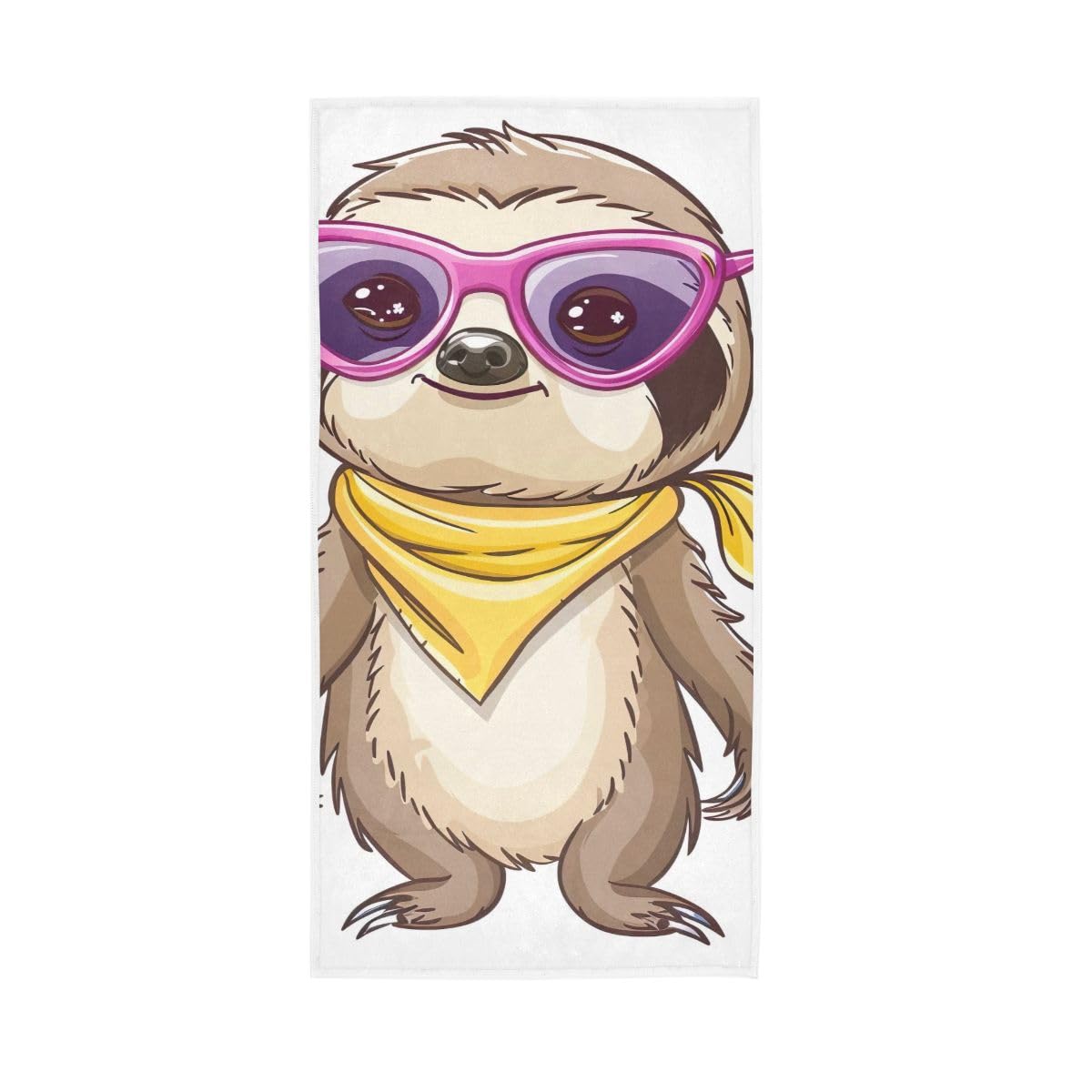 LSRCPD Cute Sloth with Sunglasses Hand Towel, Bath Hand Towels for Bathroom 15 x 30 Inches, Shower Towels