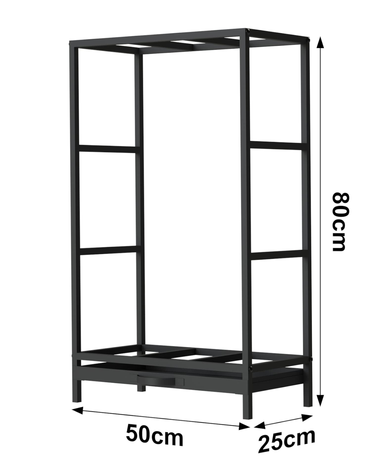 DanDiBo Kaminholzregal Innen Metall Schwarz Kaminholzständer 80 cm mit Schublade 96356 Holzkorb Kaminholzhalter Holzregal