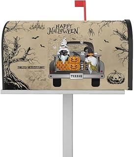 Mailbox Cover Magnetic Happy Halloween Pumpkin Gnome Farm Truck Mailbox Covers Standard Size 21x18in,Mailbox Covers Wrap Post Letter Box Cover for Garden Yard Outdoor Retro Dead Trees Shabby Branch
