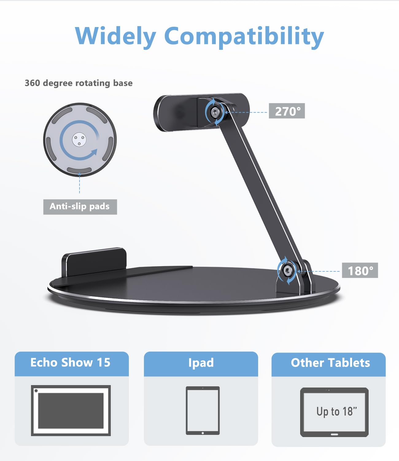 Supporto In Legno Massello Per Echo Show 15/21 E Tablet – Design A Croce, Orizzontale E Verticale (Marrone Chiaro)