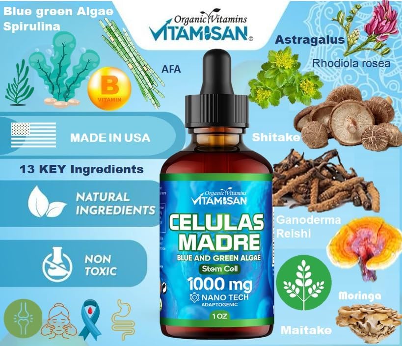 Miniatura 4 de Celulas Madres Soporte de células madre, a base de plantas, mezcla de adaptógenos, cordyceps, Rhodiola Rosea, Afa, astrágalo, complejo B, Reishi,