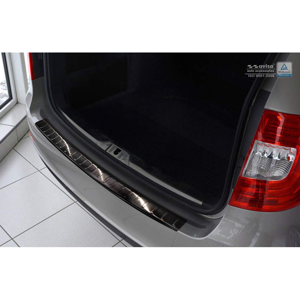 Avisa Schwarz Edelstahl Heckstoßstangenschutz Kompatibel Mit Skoda Superb Kombi 2013-2015 'Ribs'