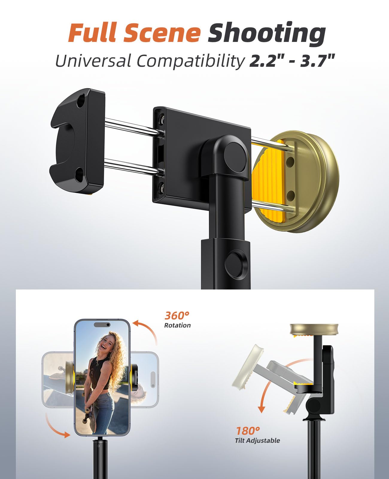 Phone Tripod & Selfie Stick with Remote, Portable, Lightweight for Video Recording Vlog, Extendable Travel Tripod Stand Compatible with iPhone Android, Black, 62"