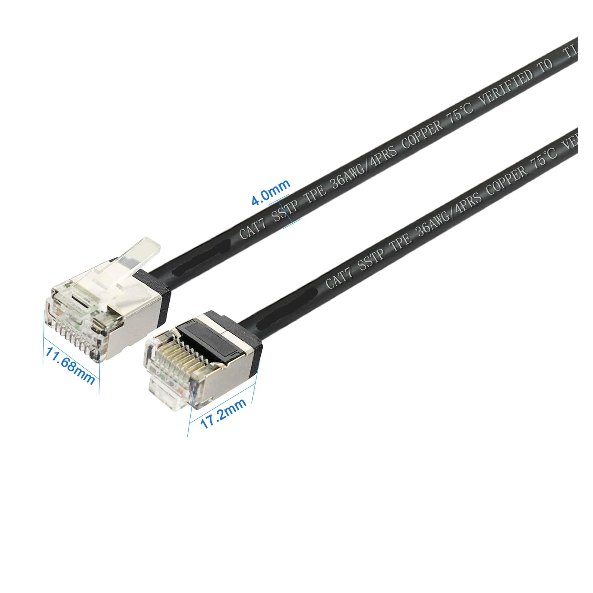 câble Ethernet, Cat7 mince LAN 4,0 mm SSTP RJ45 10 Gbit/s 600 MHz ,1-1,5 m