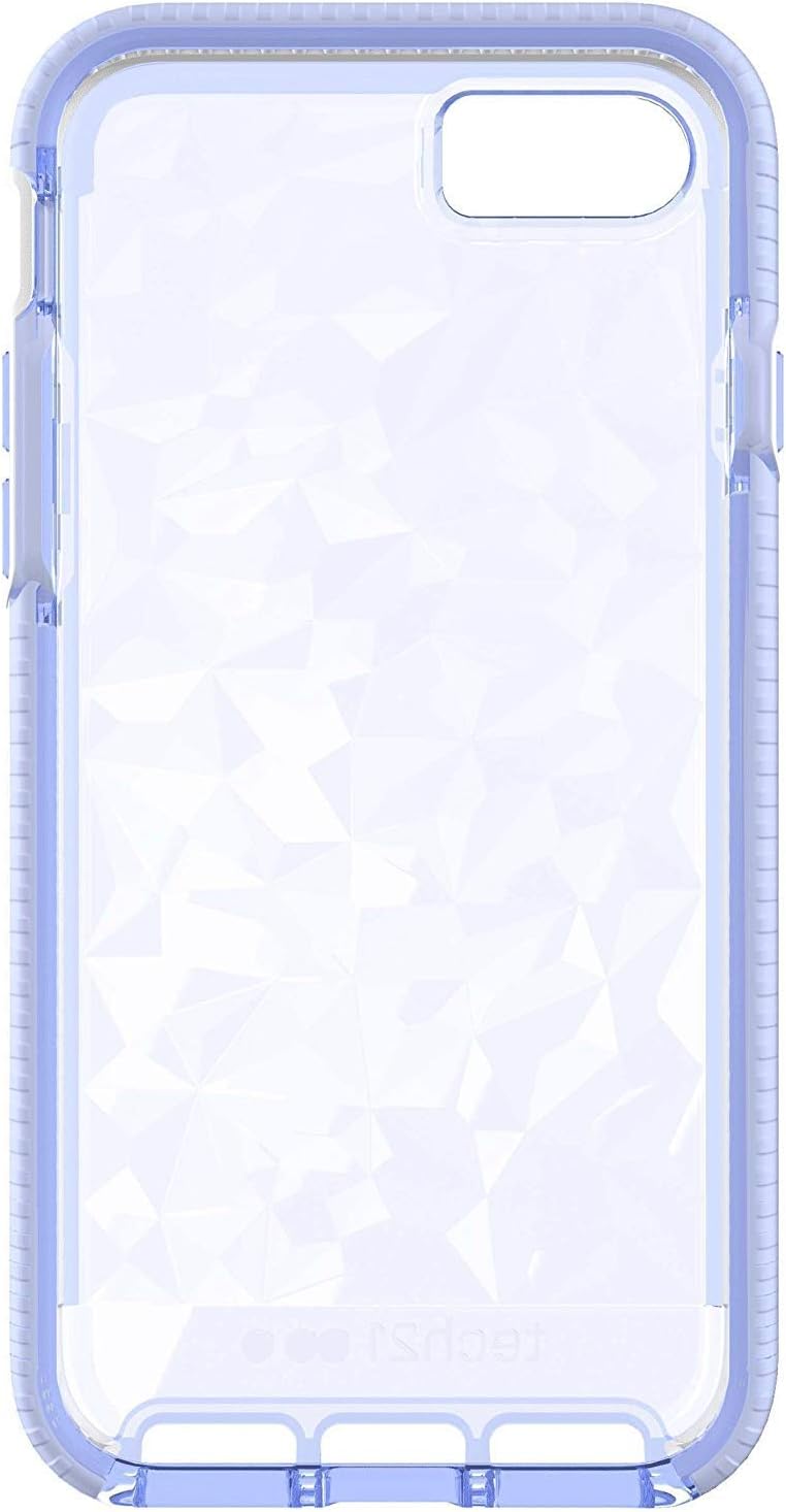 tech21 Evo Gem Drop Proof Protective Case for iPhone SE 2022 & iPhone 8 - Ultra Thin Clear Back, Anti-Scratch - Lilac - Bulk Packaging