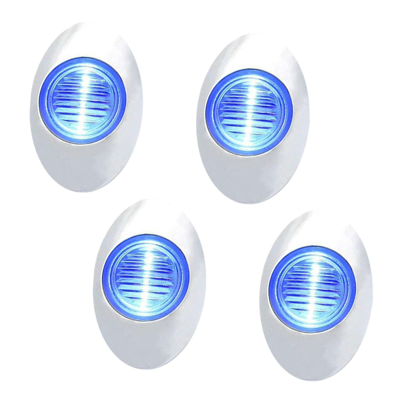 KOMBIUDA Luci di Navigazione LED per Barca a Poppa 4 Pezzi 12v Blu | Corpo in Abs PC Cromato, 3 LED Integrati, Impermeabili, per Rimorchio Nautico e Imbarcazione