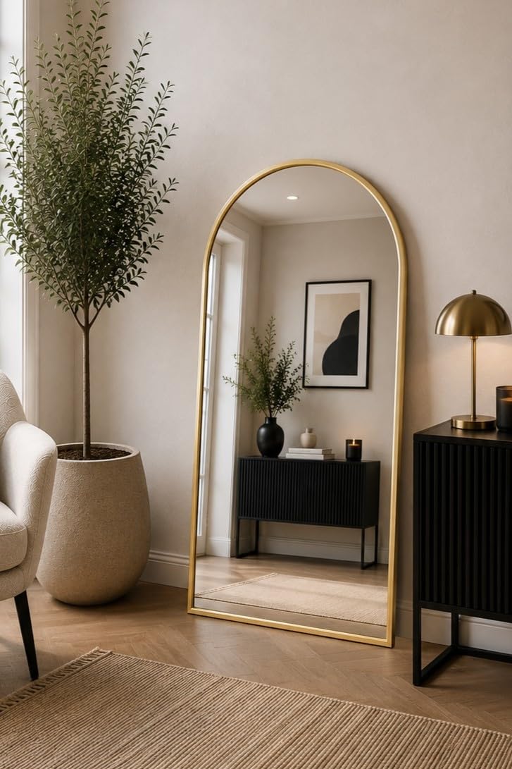 B&Q -  ArcusGold Framed Arched Leaner / Wall Mirror 63" X 31" (160Cm X 80Cm)