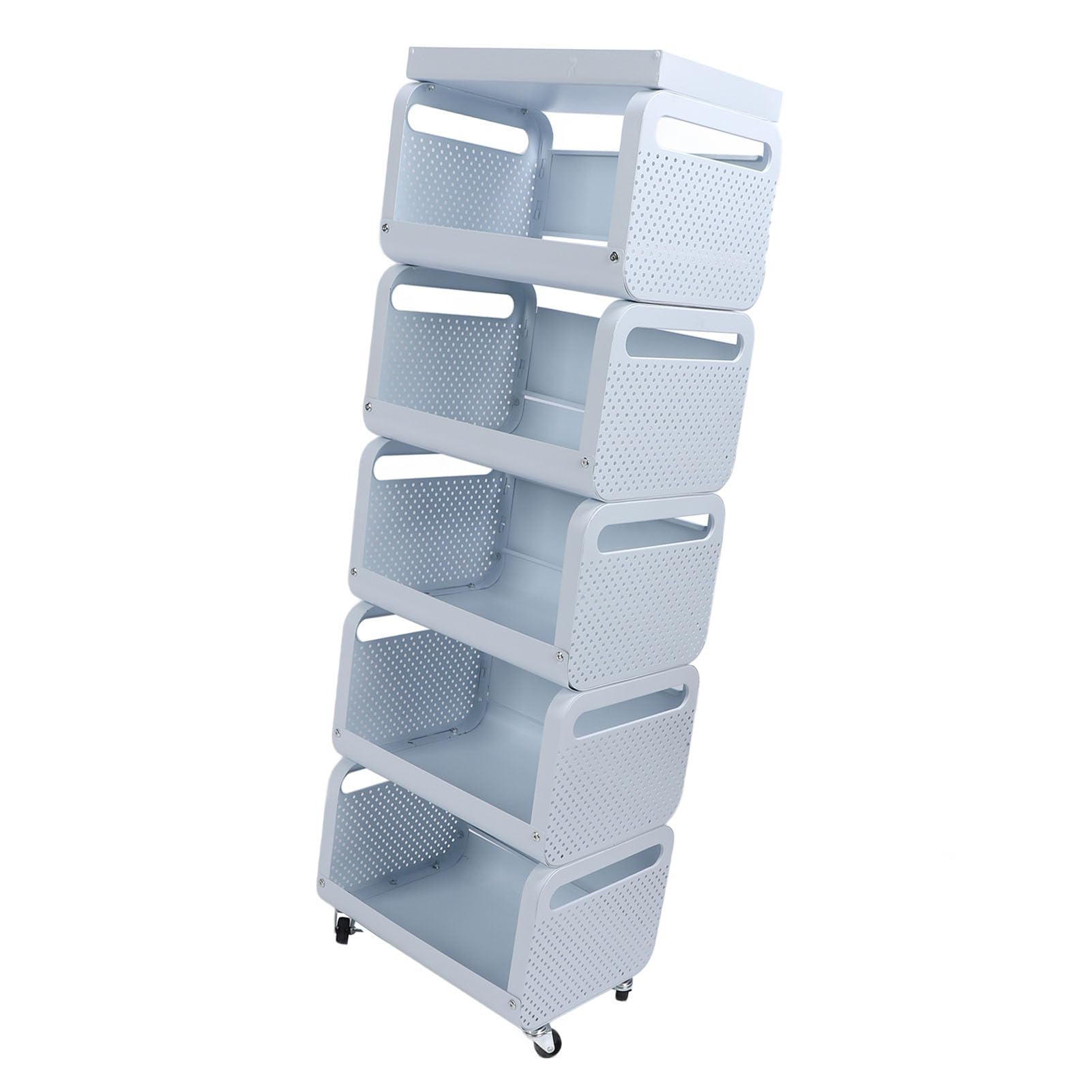 Pssopp Carrito Utilitario Rodante, Carrito de Almacenamiento de Utilidad, Carrito Utilitario de Acero Inoxidable, Estante Organizador para Oficina, Baño, Cocina (5 Niveles)