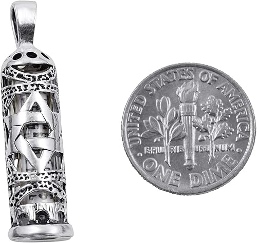 Miniatura 4 de Colgante Mezuzah de Plata de Ley con Estrella de David, Plata esterlina