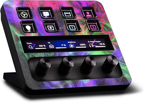 MightySkins - Piel brillante con purpurina compatible con Elgato Stream Deck + - Salpicaduras de neón Acabado de purpurina protector, duradero de