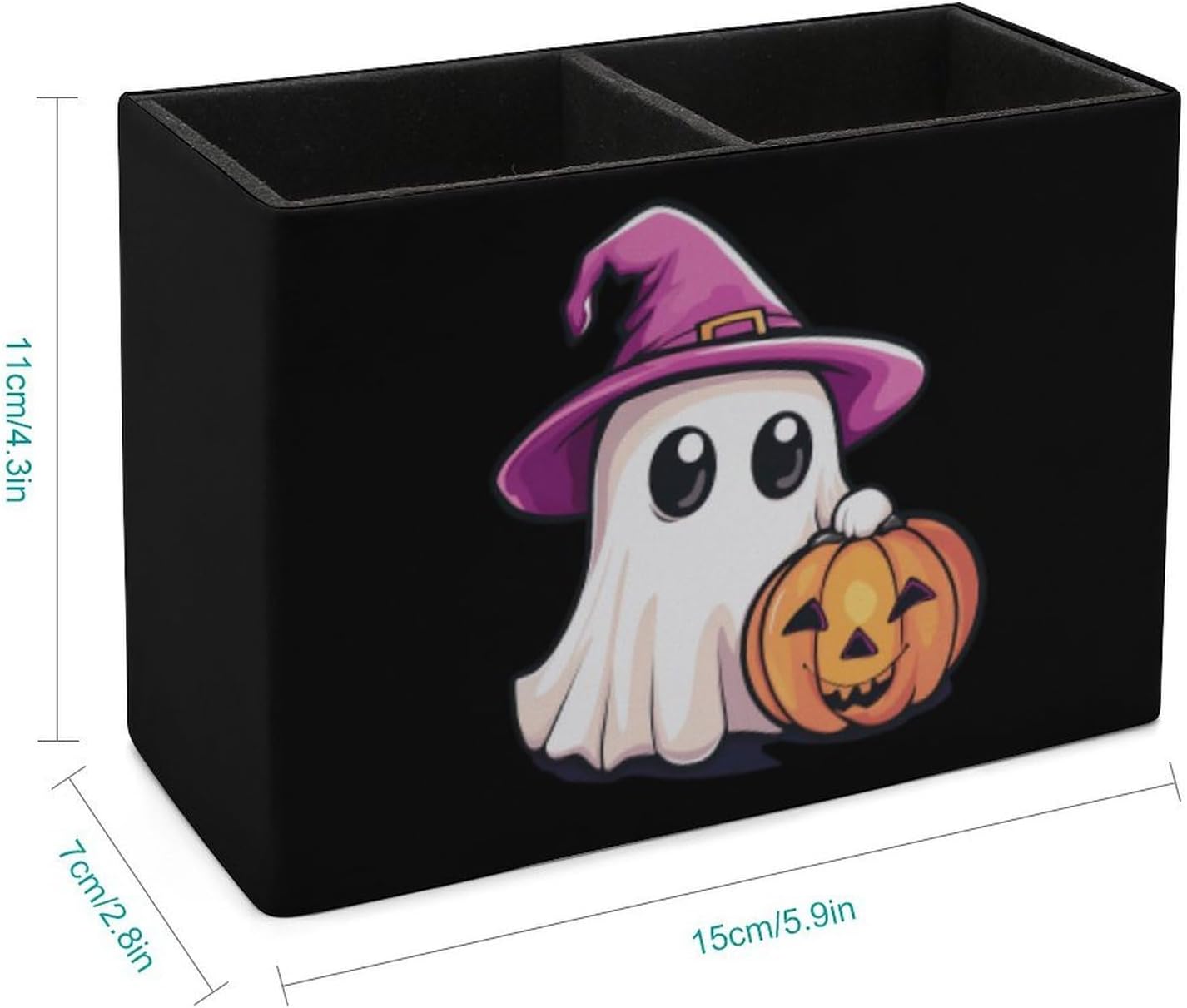 Ghost Halloween Pencil Pen Holder PU Leather Desk Storage Organizer Makeup Brush Box