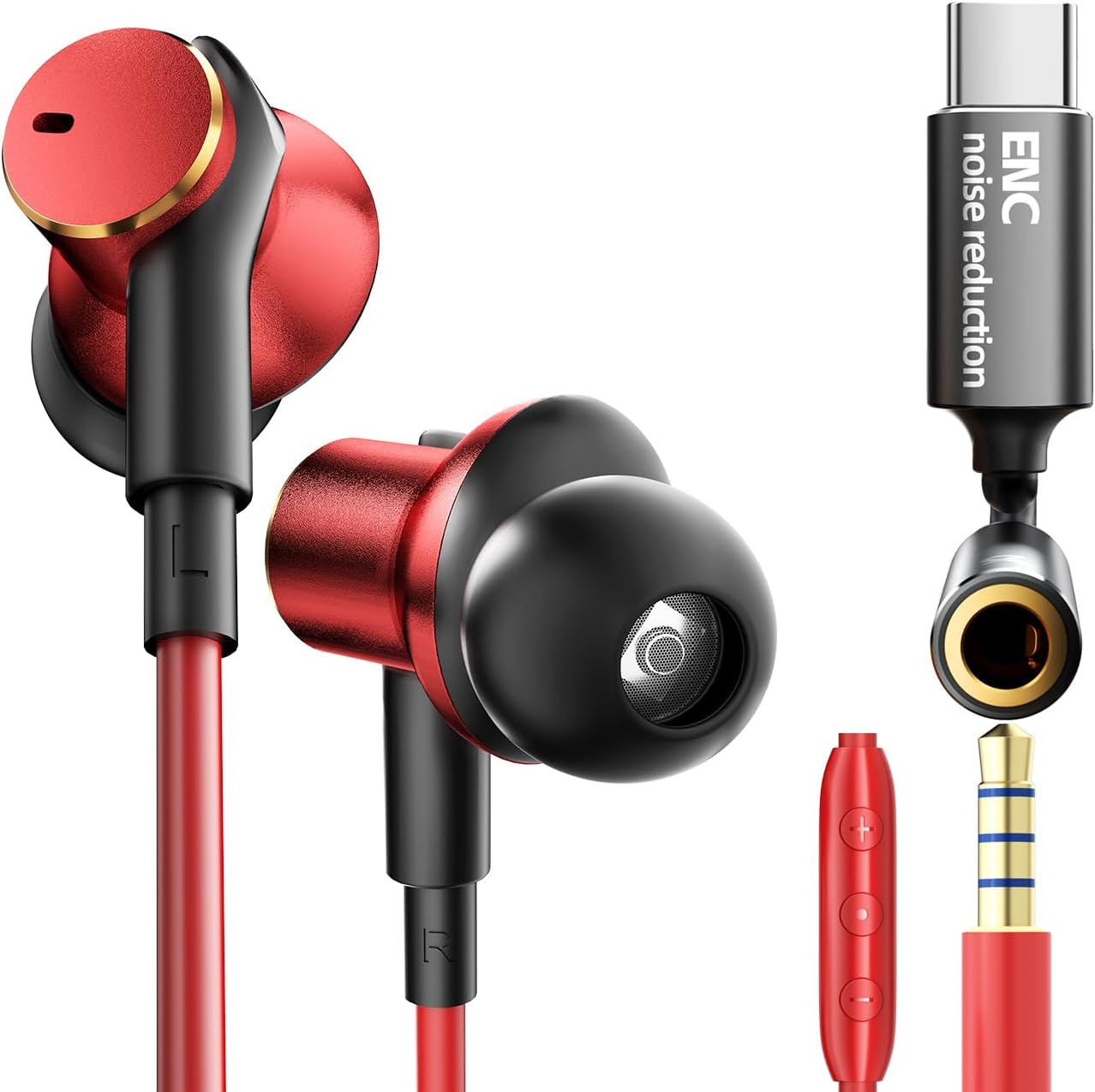 Wired Active Call Noise Cancelling Earbuds (Dynamic+Balanced Armature)-Deep Rich Bass Hi-Fi Stereo In Ear Headphones