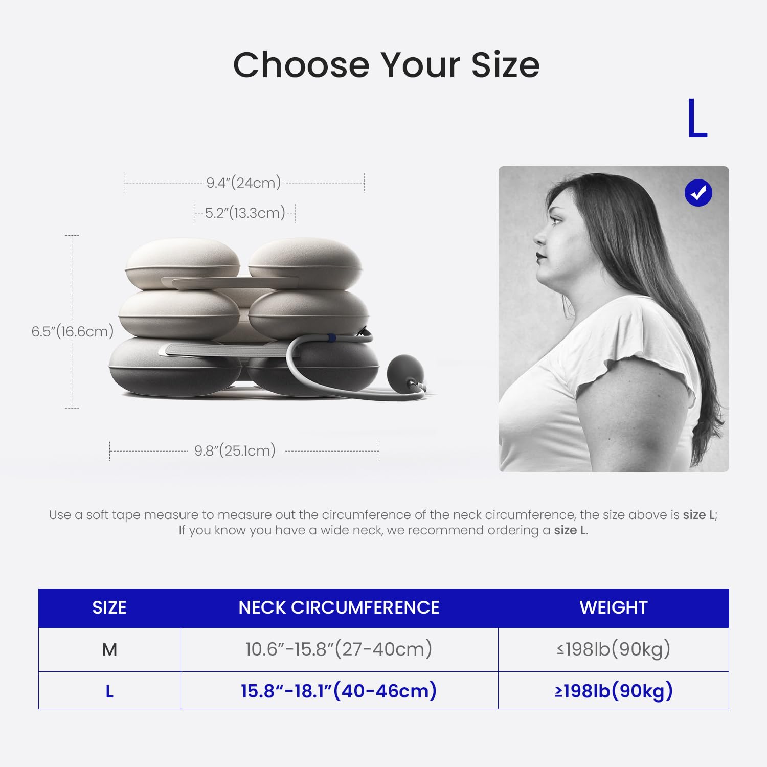 Moenmedic Neck Stretcher for Neck Pain Relief, Cervical Traction Device, Neck Traction Device, Adjustable Inflatable Neck Brace & Cervical Neck Traction Device Decompression (L 15.8