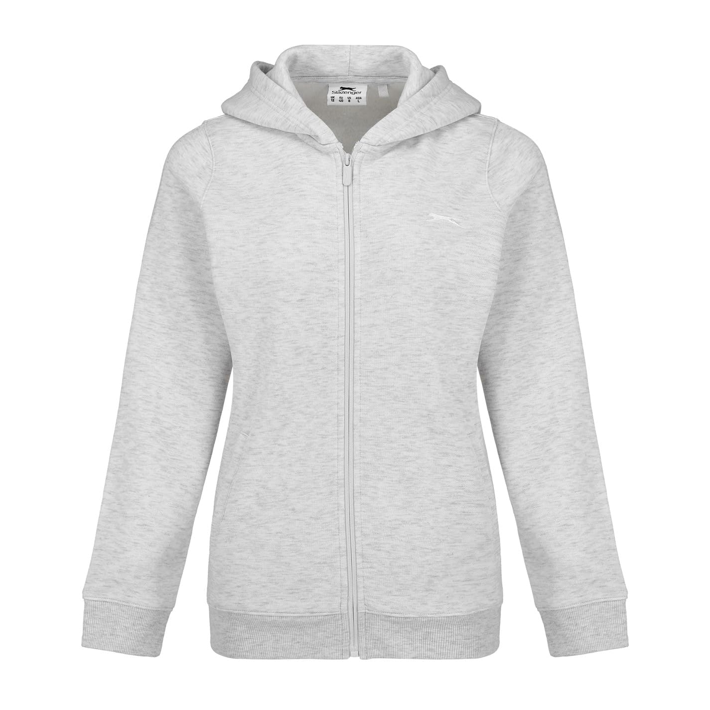 Slazenger Women's Fitted Full Zip Hoodie Ice Grey Marl Extra Small