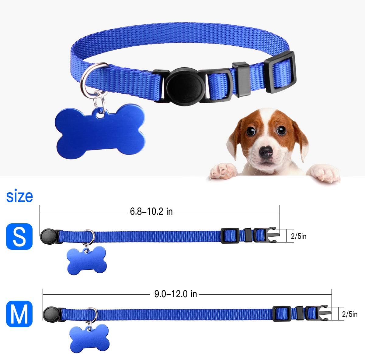 Upgraded Puppy Collars for Litter Puppy ID Collars Whelping Supplies Soft Nylon Breakaway Coloured Collars with 12 ID Tags and 6 Record Keeping Charts(M) image 3
