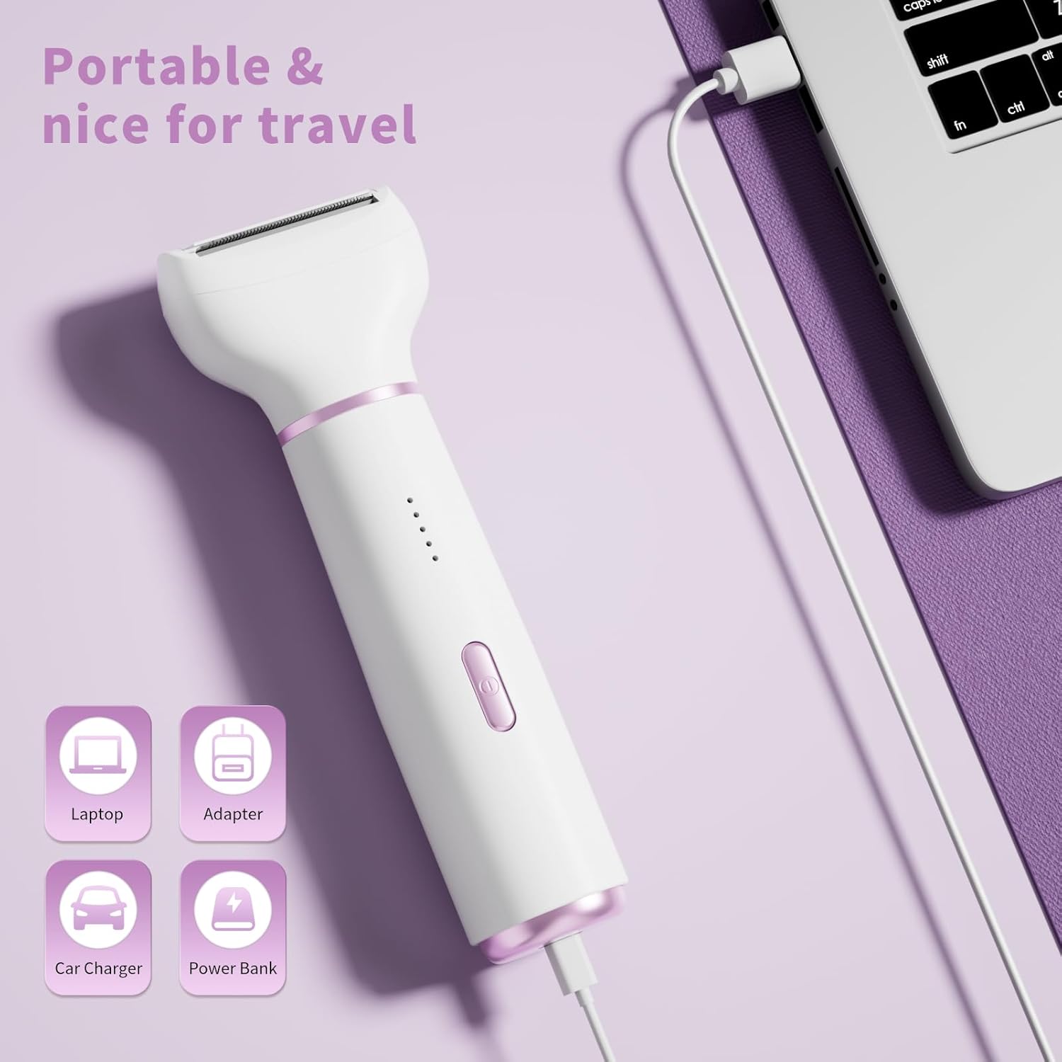 Electric Razor for Women- 5 in 1 Electric Shaver for Women, Wet & Dry Bikini Trimmer and Facial Hair Remover,Eyebrow Razors Nose Hair Trimmer Rechargeable Hair Removal Kit for Full-Body Hair 831 - Image 4