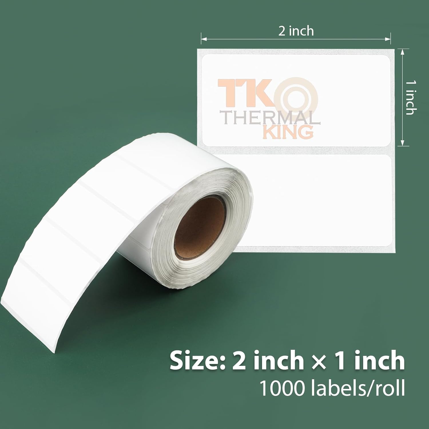 1 Roll 2" x 1" 1000 Blank Thermal Labels, White Perforated Strong Adhesive Water Resistant Stickers for Mailing Shipping Barcode (1,000 Labels/Roll) - Image 2