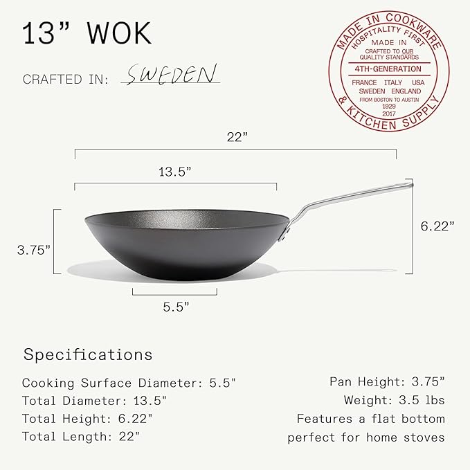 Wok de Acero al Carbono 13" Made In miniatura 2