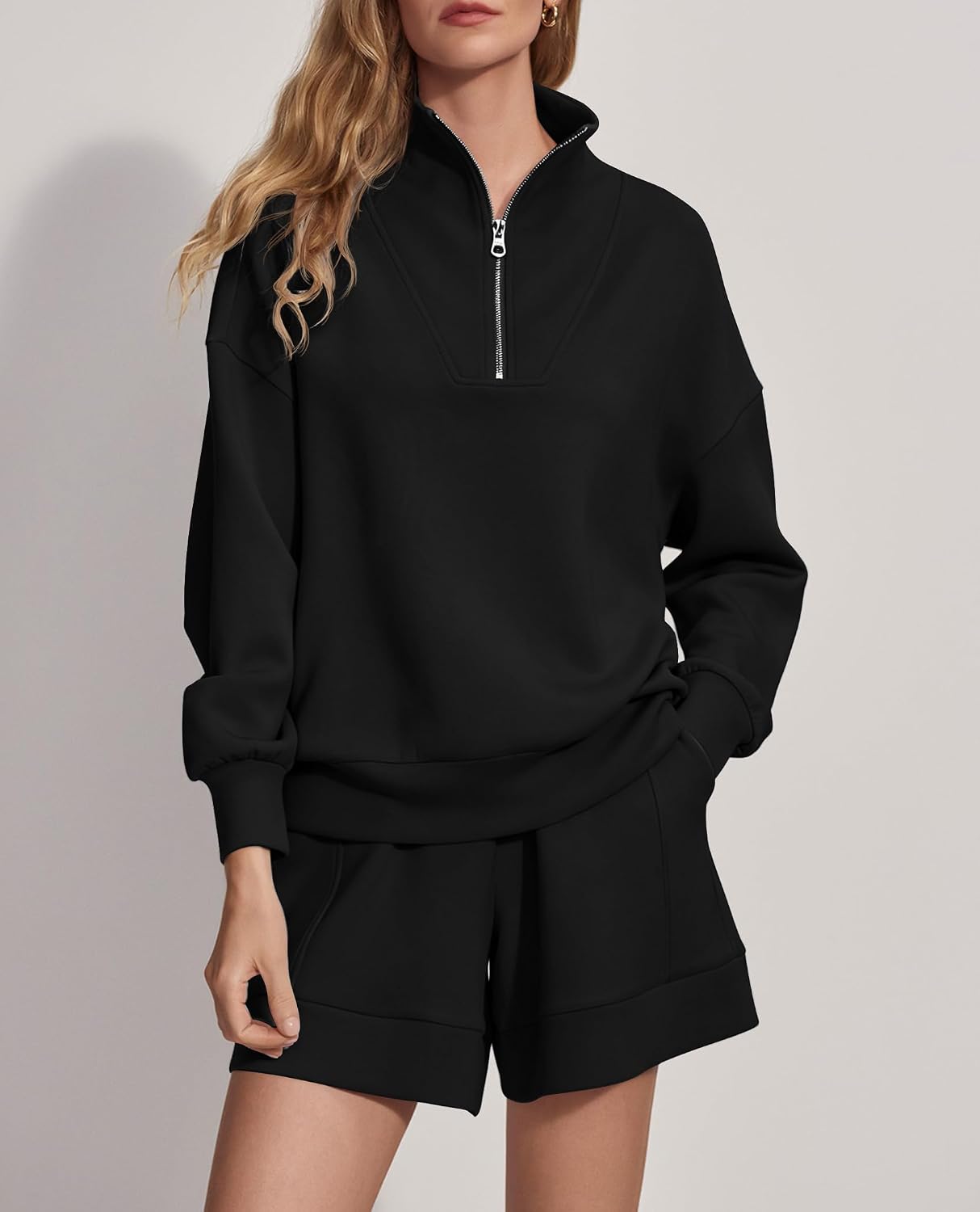 INFITTY Womens Half Zip Pullover Oversized Sweatshirts image 3