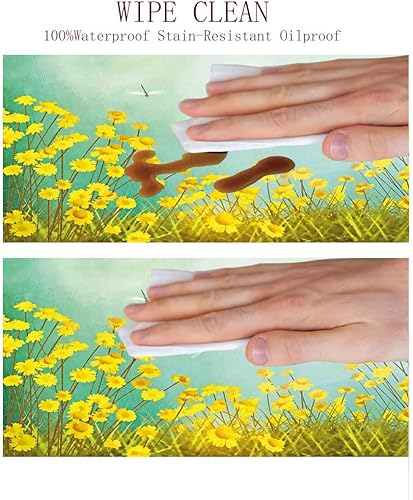 Miniatura 6 de Mantel redondo con diseño de libélula para mesa auxiliar, floreciente paisaje artístico con margaritas sobre hierba y, para mesas redondas de 32