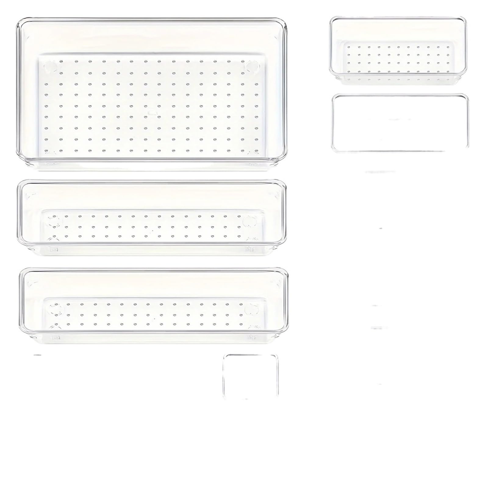 ZHSOAO Versatile Drawer Organizer Set Clear Plastic Trays and Dividers in 4 Sizes for Makeup and Kitchen Storage for Bras, Socks, Underwear(15PCS)