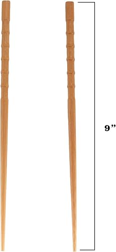 Miniatura 5 de BambooMN Palillos de bambú japoneses reutilizables de primera calidad, Knobby de 9 pulgadas, 6 pares