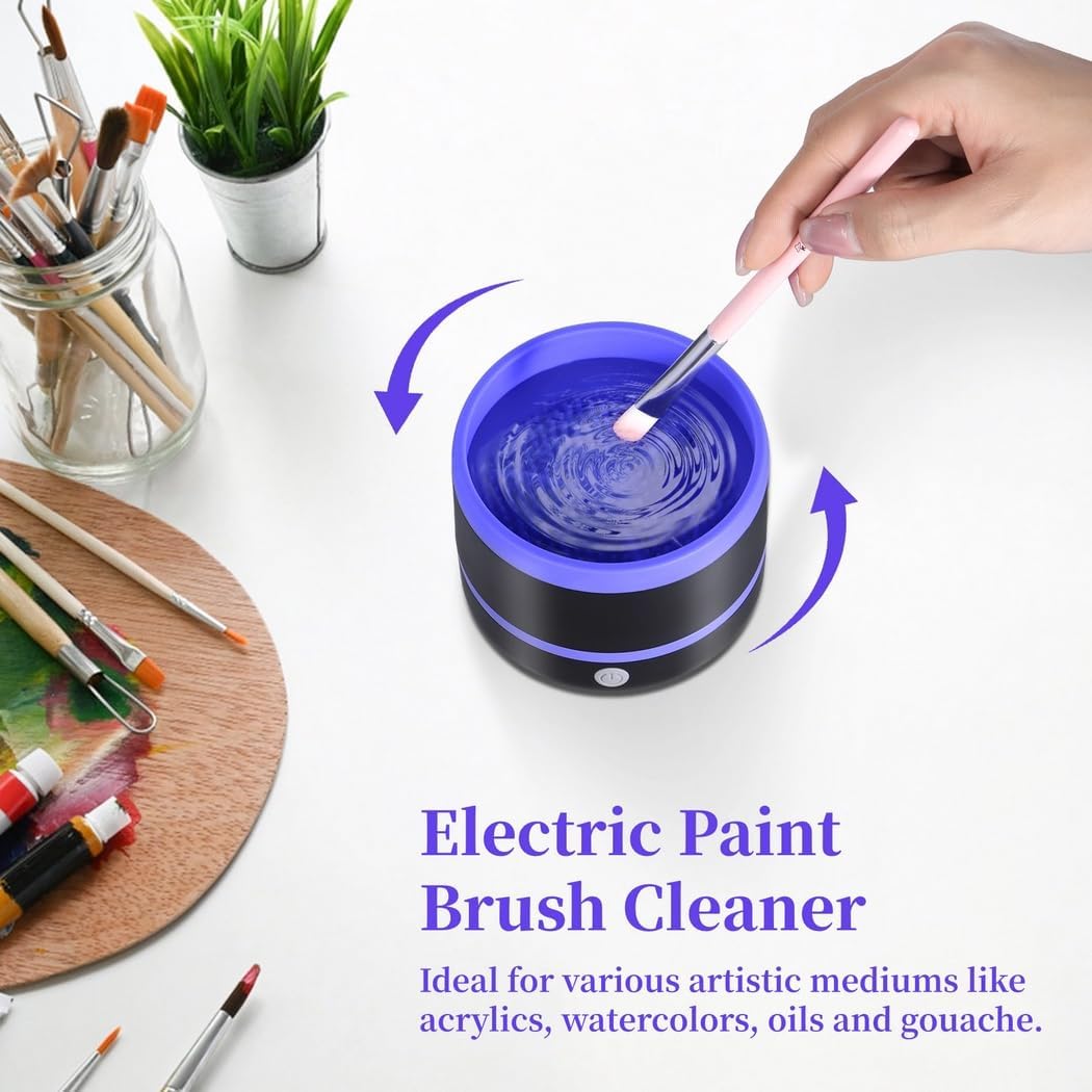 Generic Brushes Electric Paint Cleaner, Machine Makeup Brush Clean, Clean Coetic Brushes Tool, Convenient Brush Cleaner for Oil, Acrylic, Gouache, Watercolor Painting