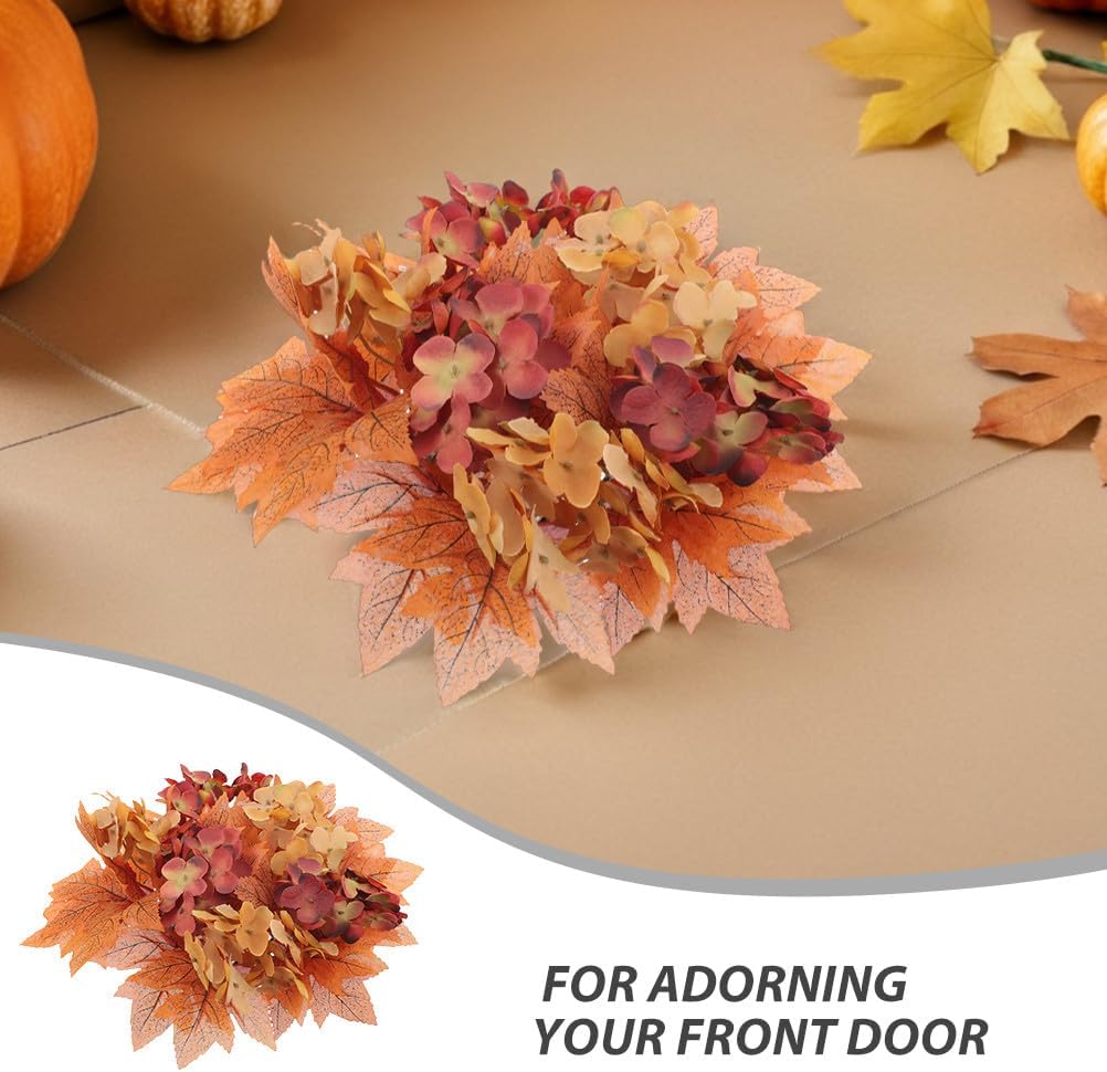 Ciieeo 2pcs Fall Candle Wreaths with Artificial Maple Leaves Autumn Harvest Candle Rings for Pillars Thanksgiving Table Centerpieces Seasonal Home Decor