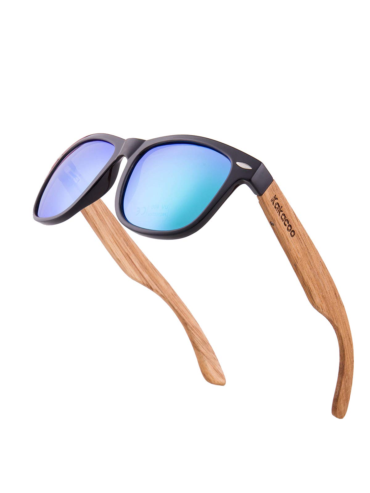 KakacooWooden Sunglasses, Polarised Sunglasses with Wooden Arms for Men Women Unisex UV 400 Protection