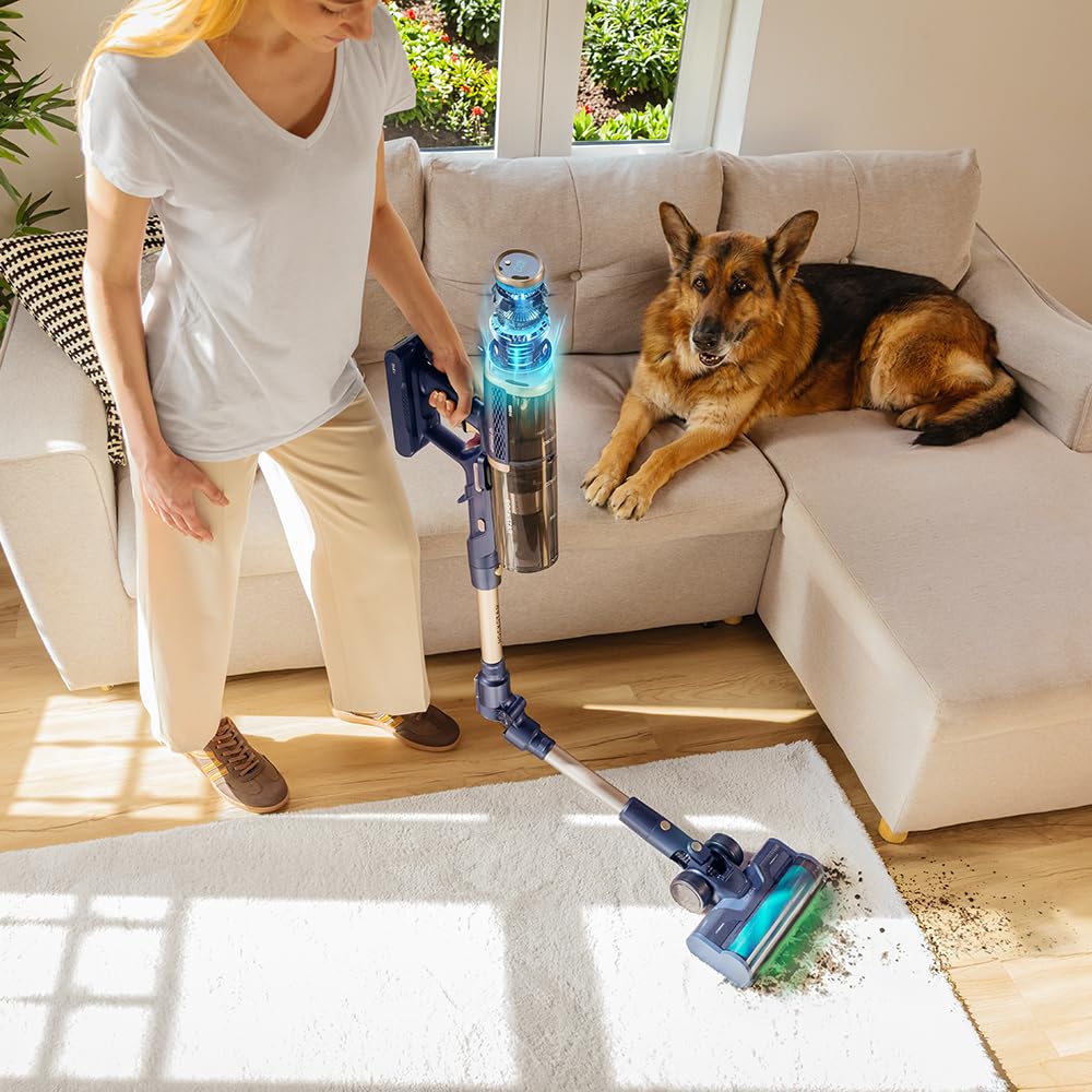 Cecotec Aspiradora Escoba sin Cable Conga Rockstar RS90 Pet Flex Detect. 650W, Succión 230AW y 30kPa, Cepillo Antienredos Hairless XXL, Autonomía 90mins, Luz LED Verde, Tubo Flexible, Cepillo Animales