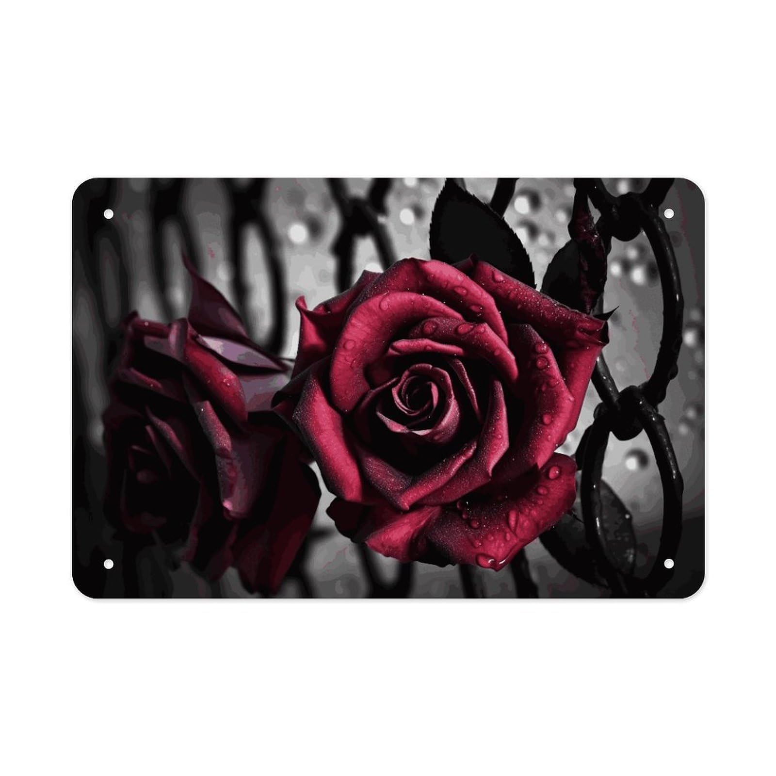 Fekiloot Style Gothic Roses Metal Signs Wall Art Tin Sign