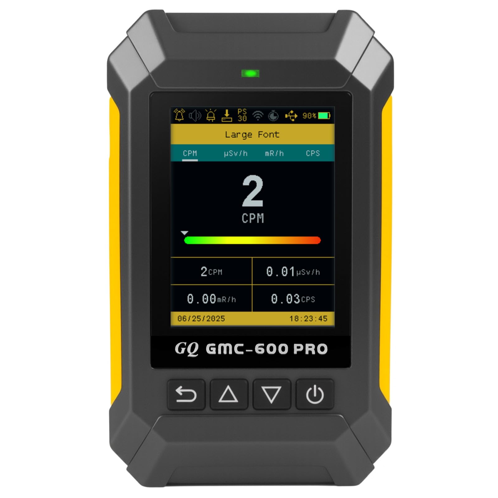 GQ 600 PRO Geiger Counter Nuclear Radiation Detector – Dosimeter for Alpha, Beta, Gamma, X-Ray – Portable Radiation Monitor with Real-Time Data, Global Data Sharing, LCD Display & USB