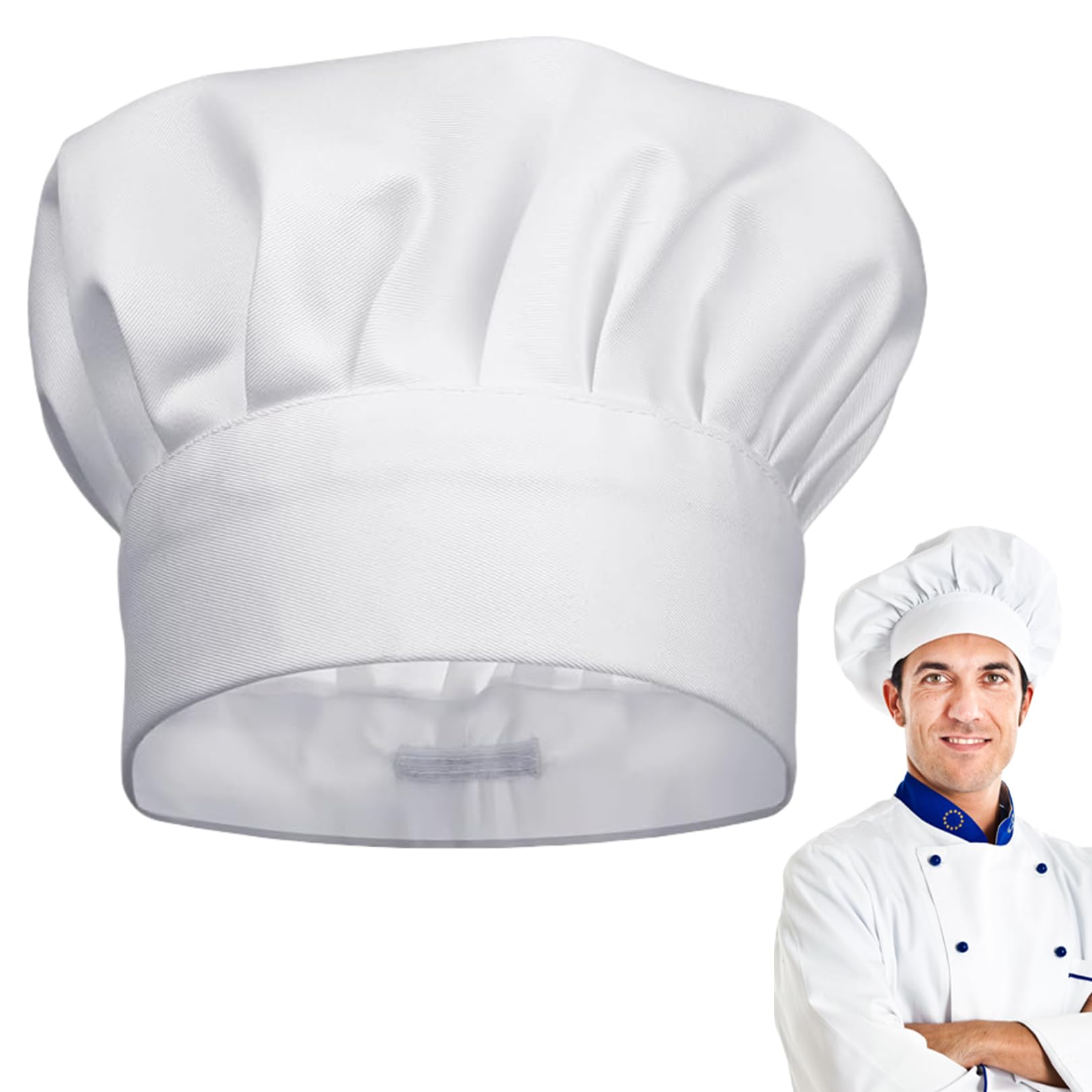 Kochmütze Herren,Unisex Kochmütze Kostüm Kochhaube,Verstellbar Kochhut Baumwolle kochmütze Damen Chef Hat