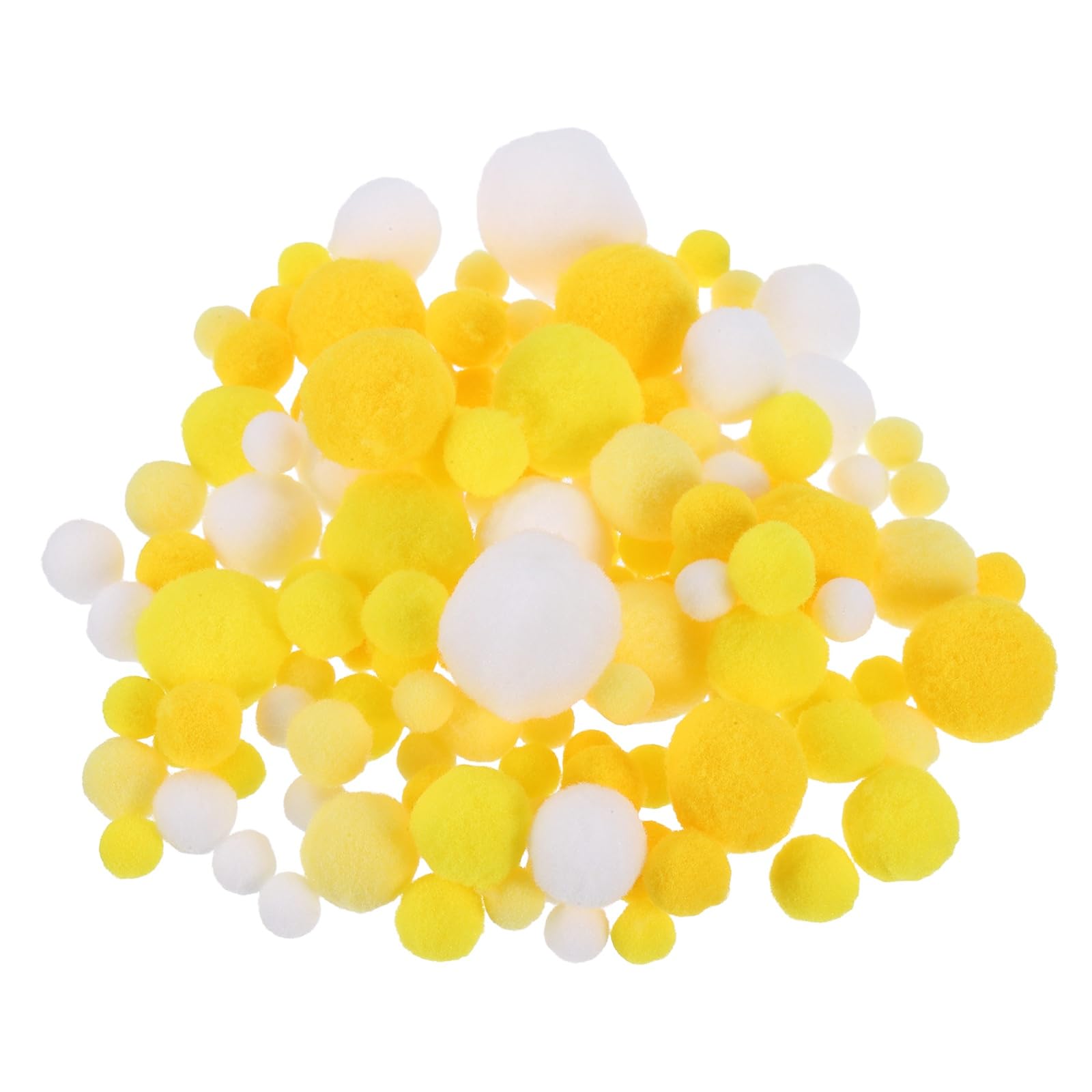 sourcing map Pom Felt Balls Felting Fabric 1-3cm 10-30mm Yellow White for Home Craft Project DIY Pack of 130