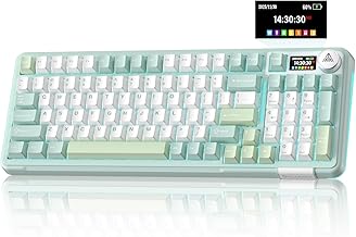 A99 Pro Wireless Mechanical Keyboard with BT5.0/2.4GHz/USB-C, LCD Screen & Metal Knob, Gasket-Mounted Gaming Keyboard, Full Hot-Swappable, RGB Creamy 