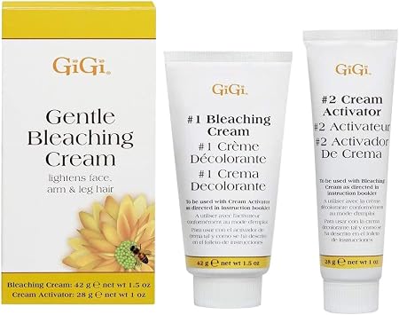 GiGi Gentle Bleaching Cream for Hair, Facial Hair & Body Hair, 1 oz Safe Hair Bleach & Alternative to Waxing Kits and Hair Removal Cream Lightens Dark Hair for Natural Look
