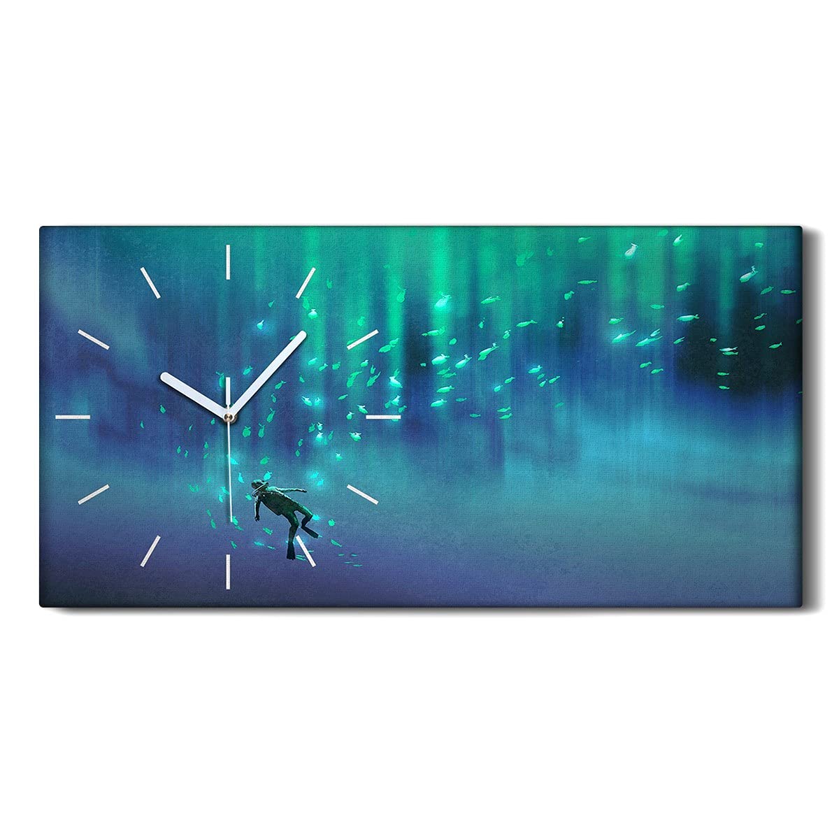 Horloge sur Toile Silencieuse Décoration Murale Salon 60x30