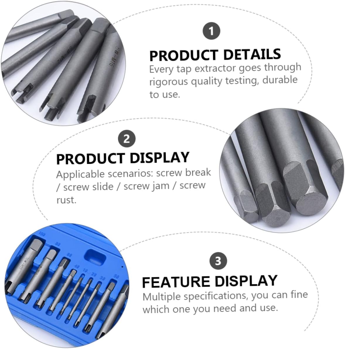 10Pcs Durable Screw Extractor Set Premium Broken Tools for Stripped Screws and Rusted Bolts for Home Repair and Industrial Use Comes with Storage Box