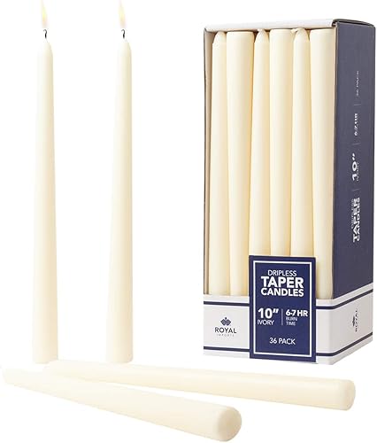 Royal Imports Velas cónicas sin perfume, elegantes de calidad premium, sin goteo y sin humo, velas de cena sumergidas a mano para bodas, vacaciones,