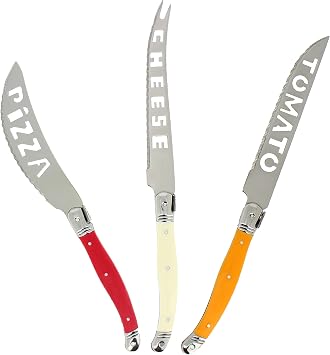 Laguiole 3-Piece Pizza, Tomato & Cheese Knife Set Tuscan Sunset - Stainless Steel Knife Set - Smooth Cut Pizza Cutter, Cheese Spreader & Tomato Knife - Dishwasher Safe Kitchen Knife Set