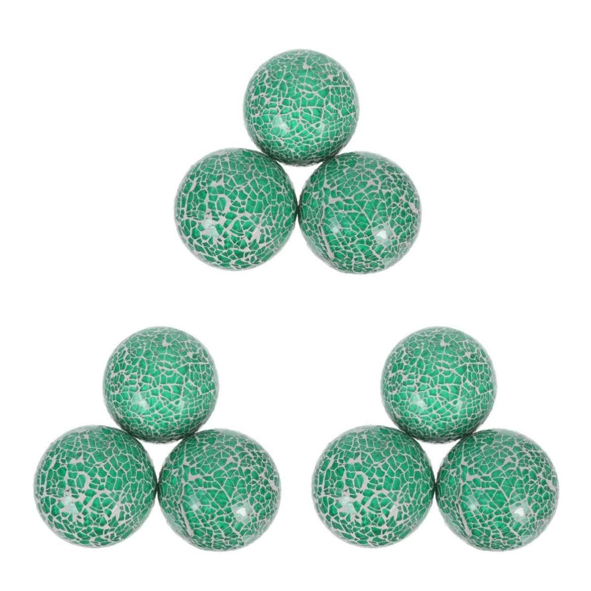FRCOLOR 9 Pezzi Palle Decorative in Vetro Mosaico per Natale, Sfere Verdi