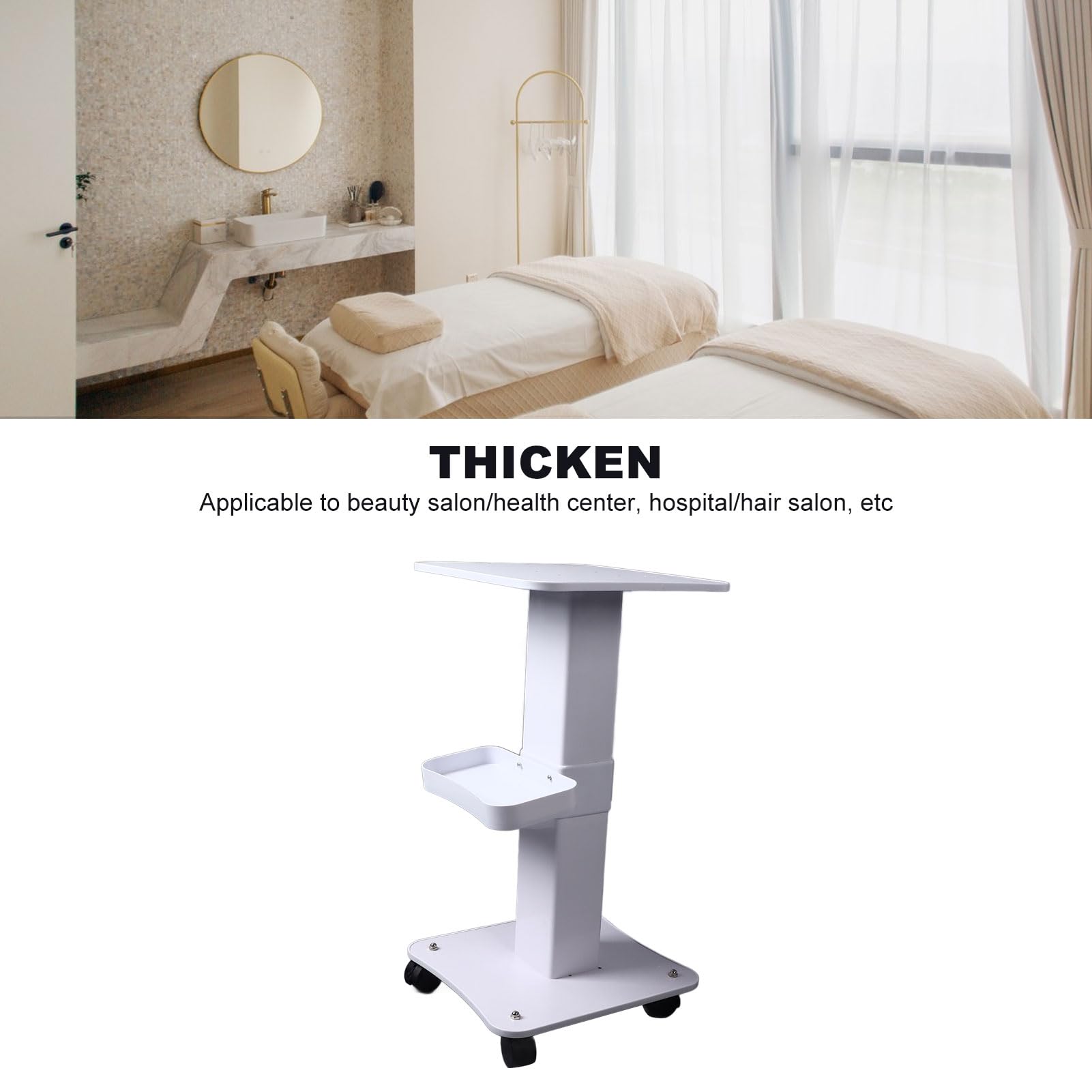 Generic Wózek Kosmetyczny Wózek na Kółkach z Kółkami Oszczędzający Miejsce Organizer do Salonu Piękności Salon Fryzjerski Materiał PVC