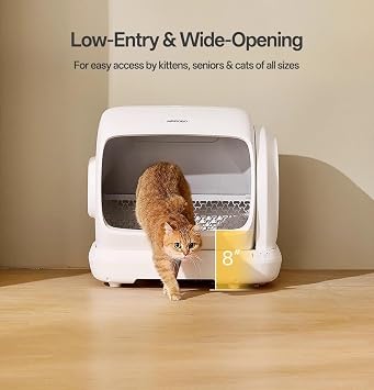 UBPET Self Cleaning Cat Litter Box, L Automatic Litter Box for Multiple Cats, Weight Sensors Safety Protection, Smart APP Control, Odor Control, Works with Clumping/Bentonite Litter (XX-Large)
