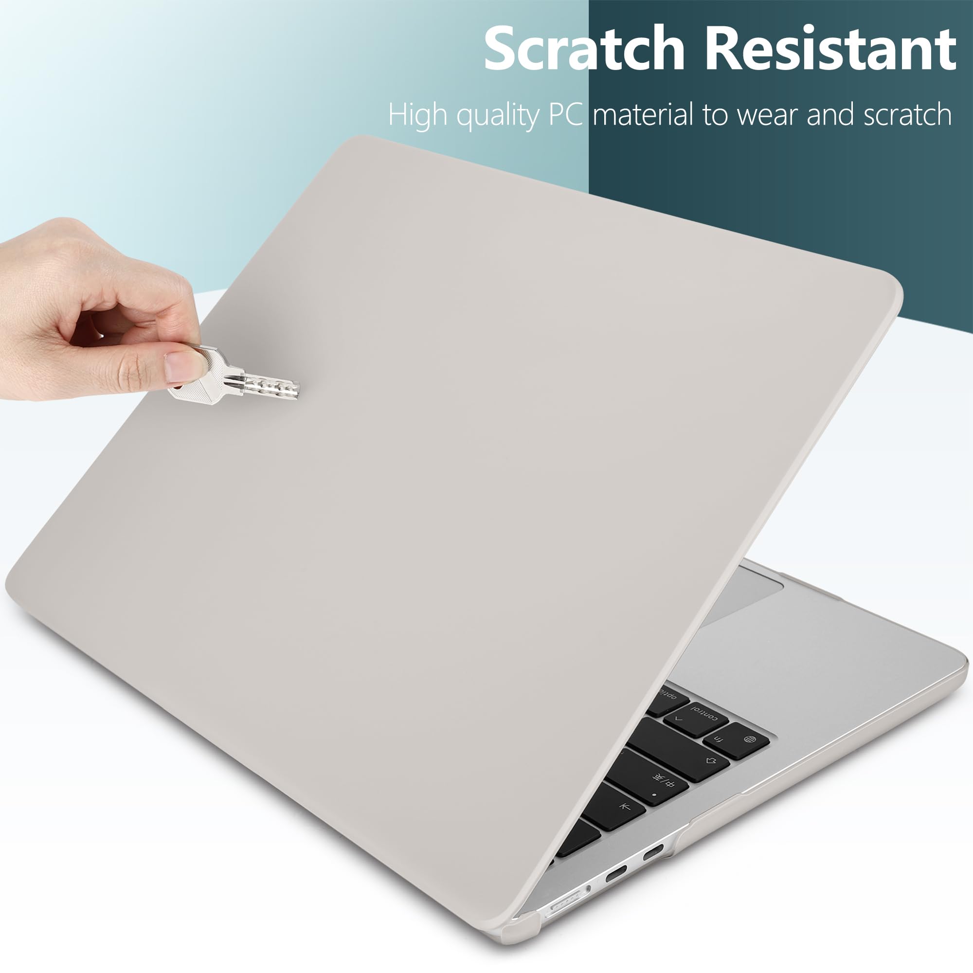 DONGKE Compatible with MacBook Air 13.6 inch Case M4 M3 M2 2025 2024 2023 2022 A3240 A3113 A2681, Plastic Hard Shell & Keyboard Cover for MacBook Air M4 13 inch Case, Cream Stone